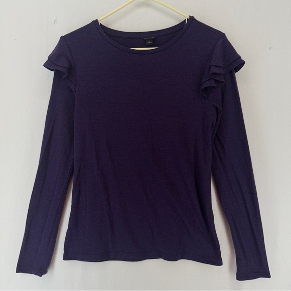 Ann Taylor Tops - Ann‎ Taylor Ruffle Trim Long Sleeve Sweater Small Purple